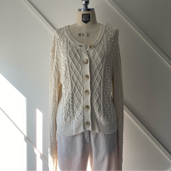 Loulou Studio Vilm Silk Linen Blend Cable Knit Cardigan - XS - Picture 3 of 15